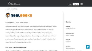 Real Geeks Integration with BombBomb - Video Email using Gmail ...