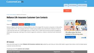 Reliance Life Insurance Customer Care Phone Number, Email ...