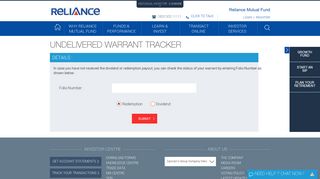 Undelivered Warrant Tracker - RMF Login Online | Reliance Mutual ...