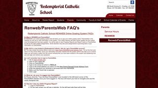 Renweb/ParentsWeb FAQ's | Redemptorist Catholic School | Crowley ...