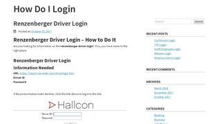 Renzenberger Driver Login – How Do I Login