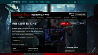 RESIDENT EVIL.NET | Resident Evil Wiki | FANDOM powered by ...