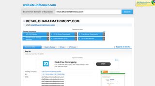 retail.bharatmatrimony.com at Website Informer. Log In. Visit Retail ...