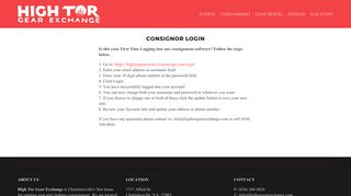 Consignor Login — High Tor Gear Exchange
