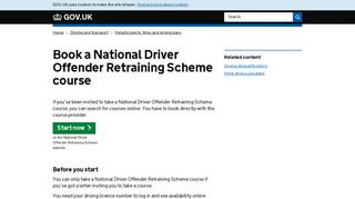 Book a National Driver Offender Retraining Scheme course - GOV.UK
