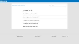 Game Cards – Roblox Support