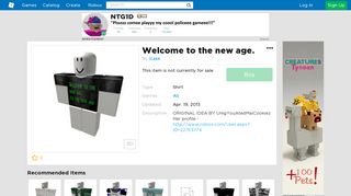 Welcome to the new age. - Roblox