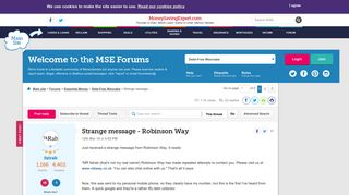 Strange message - Robinson Way - MoneySavingExpert.com Forums