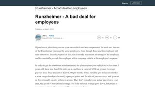 Runzheimer - A bad deal for employees - LinkedIn