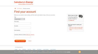 Find your account - Sainsbury's Energy