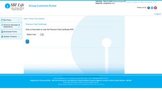 Premium Paid Certificate - SBI Life Group Customer Portal