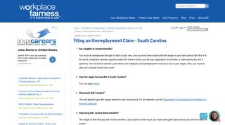 Filing an Unemployment Claim - South Carolina - Workplace Fairness