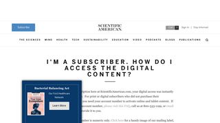 I'm a subscriber. How do I access the digital ... - Scientific American