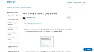 How to Log In to the CORE System - SCORE Help Desk - Score.org