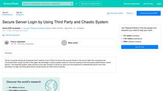 (PDF) Secure Server Login by Using Third Party and Chaotic System