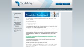 Timetabling - Privacy Policy - Student Portal