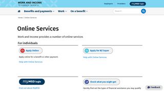 Online Services - Work and Income