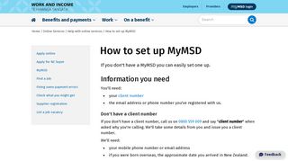 How to set up MyMSD - Work and Income