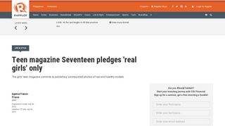 Teen magazine Seventeen pledges 'real girls' only - Rappler