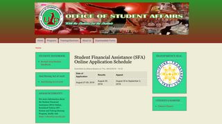 Student Financial Assistance (SFA) Online Application Schedule ... - osa
