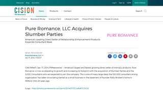 Pure Romance, LLC Acquires Slumber Parties - PR Newswire