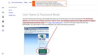 User Name & Password Reset: Canvas Orientation for SCC Students