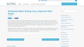 Sonic Status Webmail Beta Going Live, Squirrel Mail Stays |