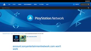 account.sonyentertainmentnetwork.com won't work - PlayStation ...