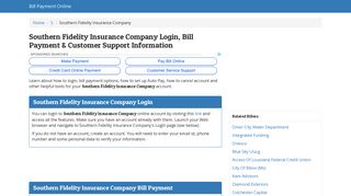 Southern Fidelity Insurance Company Login, Bill Payment & Customer ...