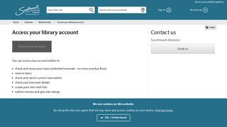 Access your library account Southwark Council
