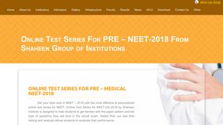 Online Test Series For PRE – MEDICAL (NEET-2018) From Shaheen ...