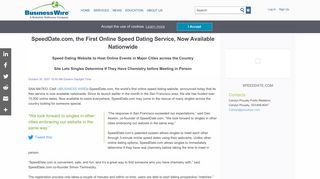 SpeedDate.com, the First Online Speed Dating Service, Now ...