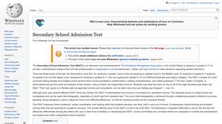 Secondary School Admission Test - Wikipedia