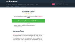 StarGames Casino - Get €500 Bonus Money - bettingexpert