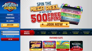 All Star Games | Up To 500 spins on Starburst | Online Slots