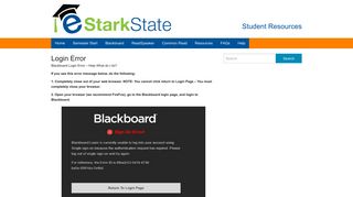 Login Error | eStarkState Student Resources - Stark State College