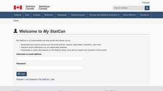 Welcome to My StatCan - Statistics Canada