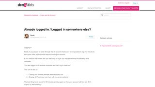 Already logged in / Logged in somewhere else? – Streetshirts Helpdesk