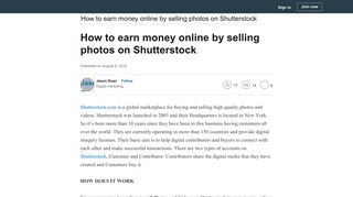 How to earn money online by selling photos on Shutterstock - LinkedIn