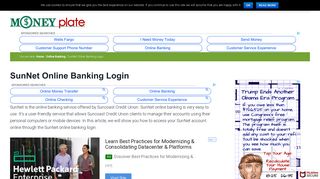 SunNet Online Banking Login — Money Plate