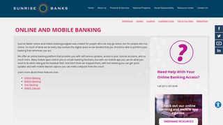 ONLINE AND MOBILE BANKING - Sunrise Banks