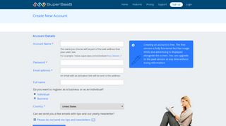 Create New Account - SuperSaaS