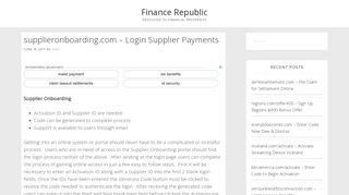 supplieronboarding.com - Login Supplier Payments | Finance Guiding