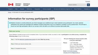 Information for survey participants (ISP) - Statistics Canada