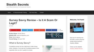 Survey Savvy Review - A Scam Or Legit? | Stealth Secrets