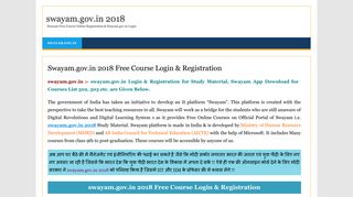 Swayam.gov.in 2018 Free Course Login & Registration