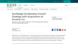 Swiftpage Accelerates Growth Strategy with Acquisition of Kuvana, Inc.
