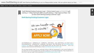 Swift Sterling Existing Customer Login - Online Instant Loans. swift ...