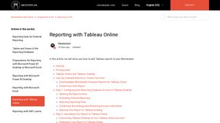 Reporting with Tableau Online – Meisterplan Help Center