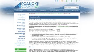 State Income Tax - Roanoke County, VA